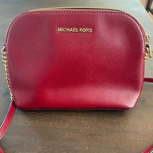 Michael Kors dark red glossy leather crossbody